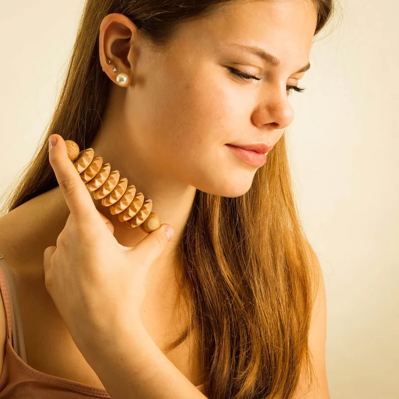 Wooden Body Massage Set Derma Roller for Face Neck Arm Hand Shoulders