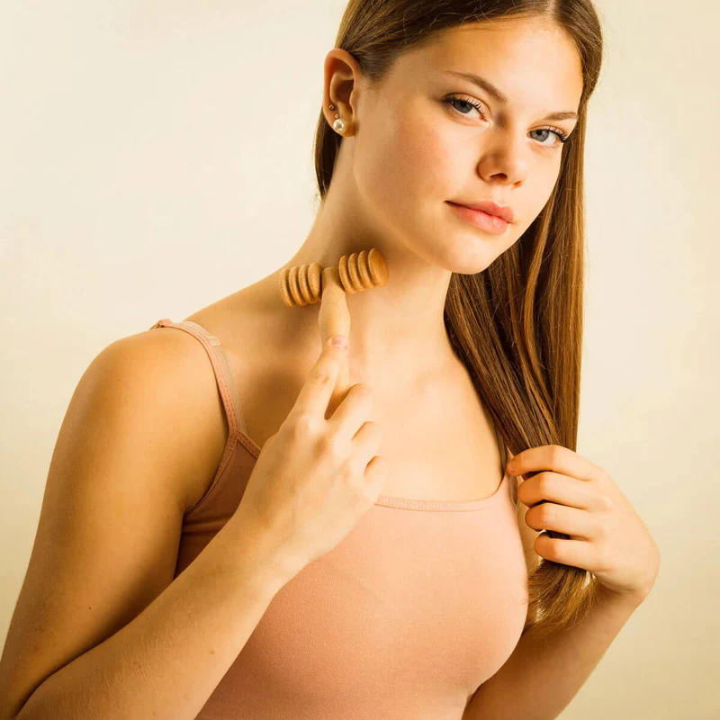 Wooden Body Massage Set Derma Roller for Face Neck Arm Hand Shoulders